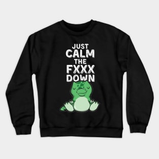 Mediating dinosaur tyrannosaurus rex calming down into zen mode Crewneck Sweatshirt